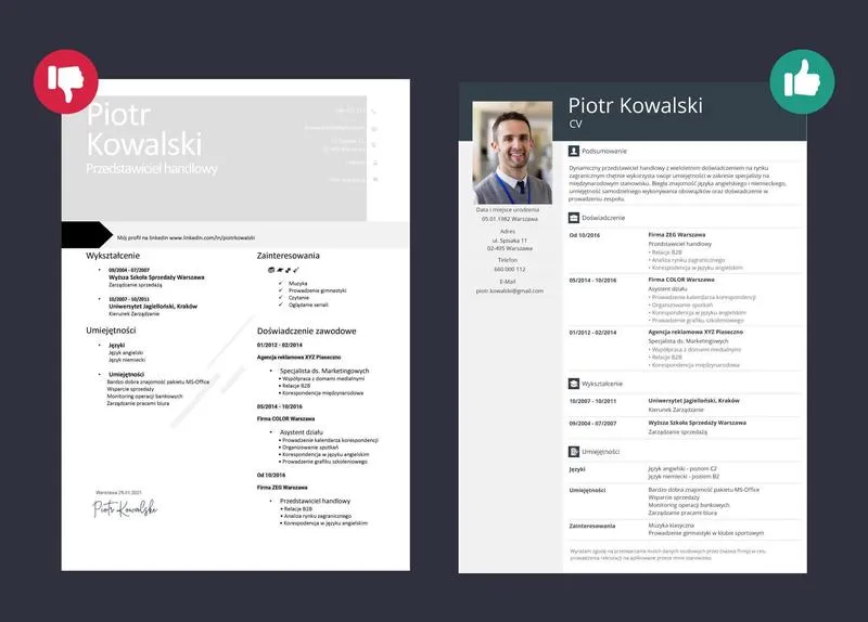 Błędy w adresie CV