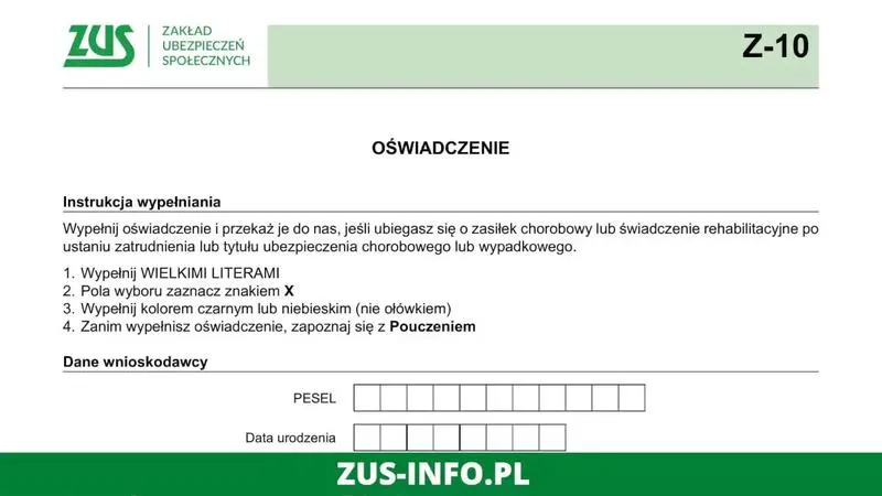 Formularz ZUS Z-10