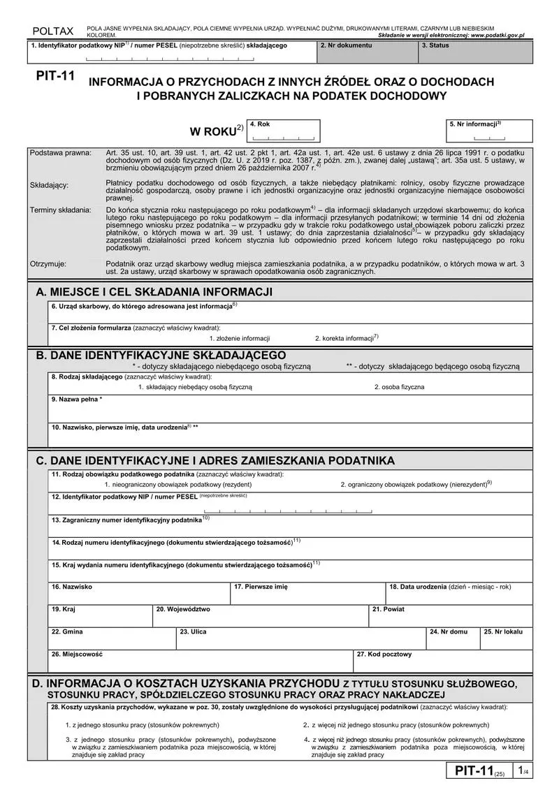 Zmiany przepisów PIT 11 2023