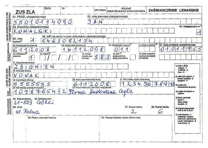 Zwolnienie lekarskie w szpitalu